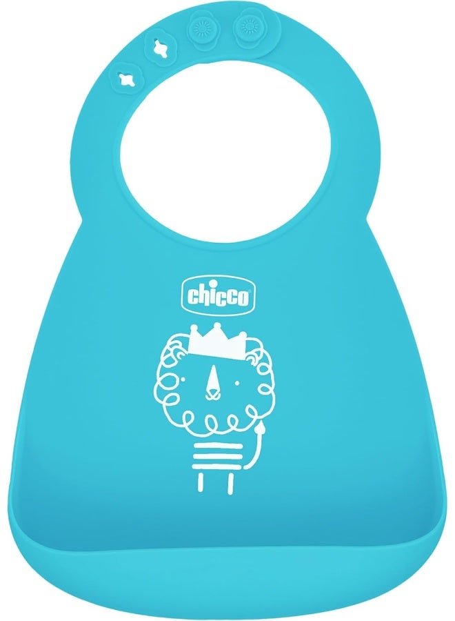 Chicco Easy Start Silicone Feeding Set | Dishes for Baby-Led Weaning | Suction Bowl | Adjustable Bib | Soft Spoon | BPA-Free | 3 Piece Set | 6m+ | Teal - Image 5