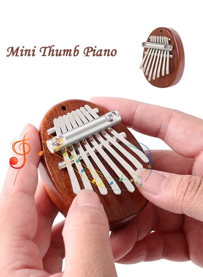 بيانو الإبهام الصغير 8 مفاتيح، بيانو خشبي للأصابع مع حبل معلق، آلة موسيقية، زخارف بيانو أصابع رائعة كهدية، مثالي للمبتدئين البالغين وعشاق الموسيقى - Image 1