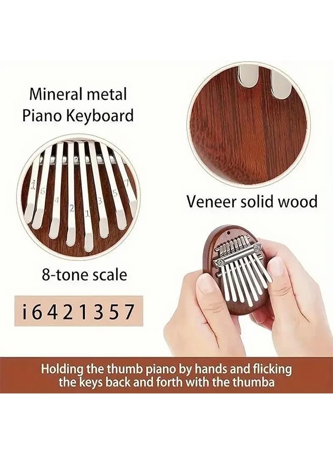 بيانو الإبهام الصغير 8 مفاتيح، بيانو خشبي للأصابع مع حبل معلق، آلة موسيقية، زخارف بيانو أصابع رائعة كهدية، مثالي للمبتدئين البالغين وعشاق الموسيقى - Image 4