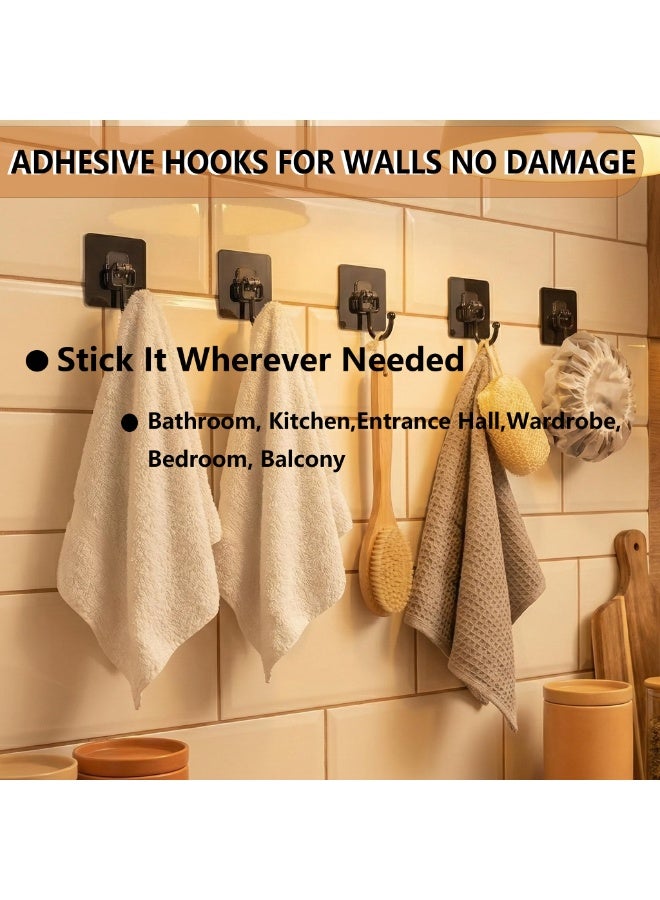 Edmile Strong Adhesive Hooks, 10-Pack No Drilling Wall Hooks for Hanging, Rustproof Self Adhesive Towel Hooks for Bathroom Kitchen Office, Heavy Duty Hold up to 10 lbs, Matte Black - Image 5