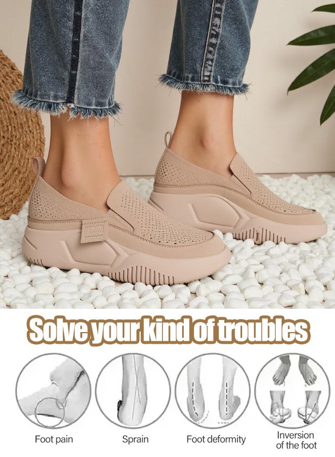 Women's casual loafers, with thick soles that enhance leg length, lightweight and breathable, and anti-slip properties. Featuring memory foam and thick sole, they are both comfortable and casual to wear. - Image 1