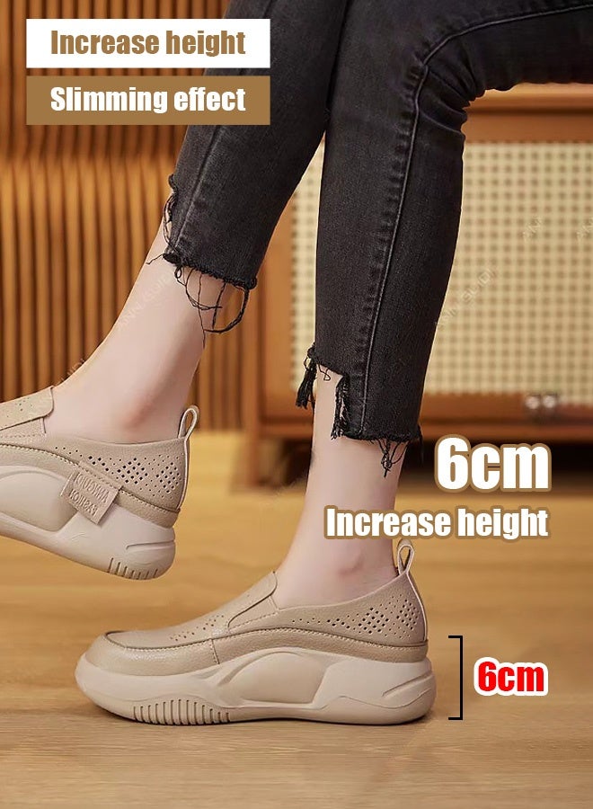 Women's casual loafers, with thick soles that enhance leg length, lightweight and breathable, and anti-slip properties. Featuring memory foam and thick sole, they are both comfortable and casual to wear. - Image 2