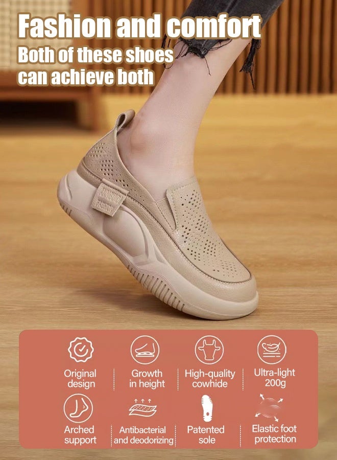 Women's casual loafers, with thick soles that enhance leg length, lightweight and breathable, and anti-slip properties. Featuring memory foam and thick sole, they are both comfortable and casual to wear. - Image 4