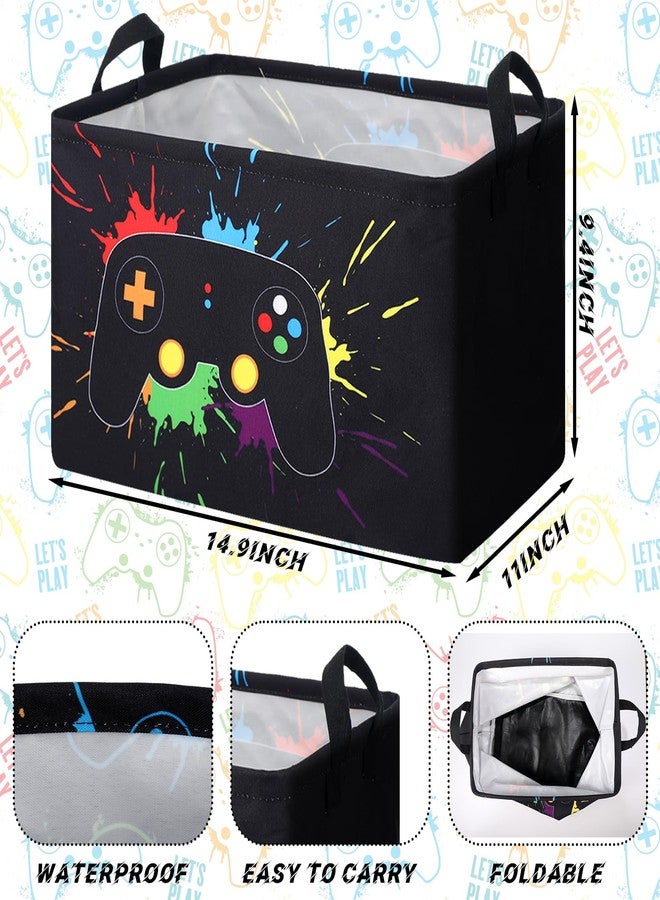 Yoande 2 Pcs Gamer Laundry Basket Hamper Foldable Rectangle Kids Laundry Baskets Boys Hamper Waterproof Game Joystick Storage Basket Clothes Toys Organizer for Boys Bedroom Gifts - Image 2