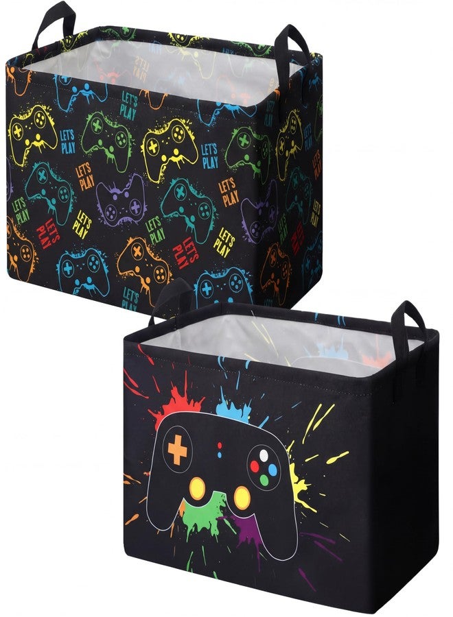 Yoande 2 Pcs Gamer Laundry Basket Hamper Foldable Rectangle Kids Laundry Baskets Boys Hamper Waterproof Game Joystick Storage Basket Clothes Toys Organizer for Boys Bedroom Gifts - Image 1
