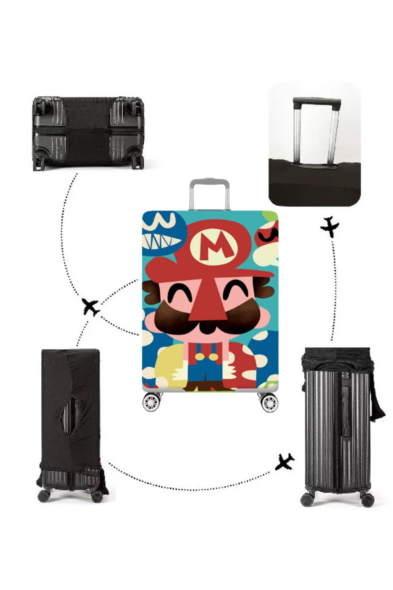 TNGames Vintage Color Stain-Resistant Patterns - Luggage Protector Cover Extra Thick & Highly Elastic Suitcase Protector Cover (Fits 26-28 Inch Luggage) + Free Macaron Apple Green PVC Luggage Tag | Dustproof & Scratchproof - Easy Airport Identification - Image 4