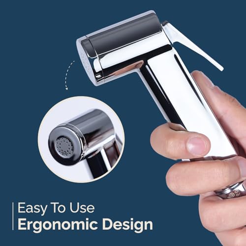 JAL Health Faucet Set for Toilet | Bathroom Accessories | Jet Spray for Toilet | ABS Health Faucet with 1 Meter Stainless Steel Flexible Hose Pipe & Wall Hook | Chrome Finish (Health Faucet) - Image 3