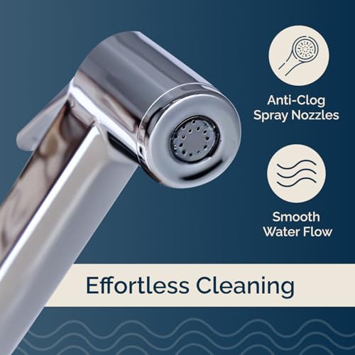 JAL Health Faucet Set for Toilet | Bathroom Accessories | Jet Spray for Toilet | ABS Health Faucet with 1 Meter Stainless Steel Flexible Hose Pipe & Wall Hook | Chrome Finish (Health Faucet) - Image 4