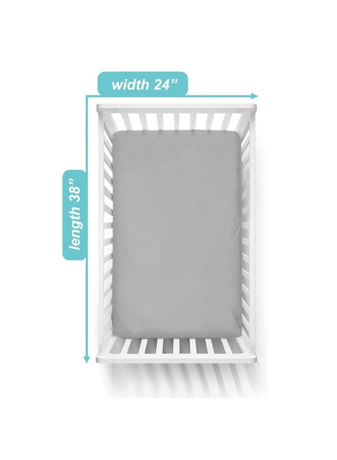 TL Care 100% Natural Cotton Fitted Mini Crib Sheet 38" x 24" - Soft & Breathable Small Nesting Portable Crib Sheet, Fits Pack N Play Mattresses, Gray, for Boys & Girls - Image 3