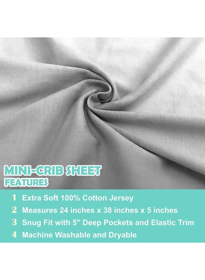 TL Care 100% Natural Cotton Fitted Mini Crib Sheet 38" x 24" - Soft & Breathable Small Nesting Portable Crib Sheet, Fits Pack N Play Mattresses, Gray, for Boys & Girls - Image 4