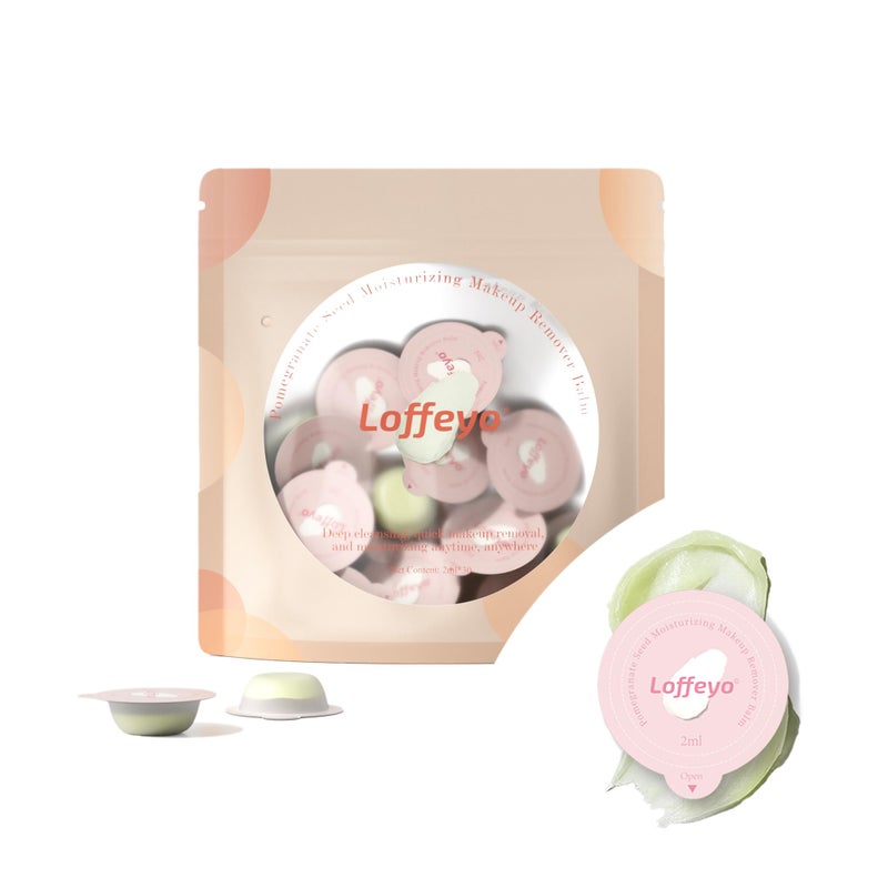 Loffeyo 30PCS Travel Mini Size Cleansing Balm, Makeup Remover Balm, Individually Wrapped Pods, Gentle & Hydrating with Pomegranate Extract, Leak-Proof & Travel-Friendly, For All Skin Types, Hotel Use - Image 1