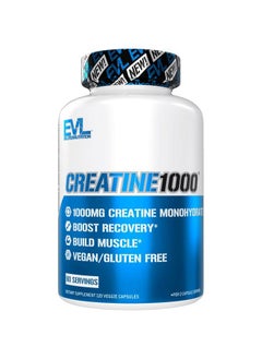 Evlution Pure Creatine Monohydrate Capsules 1000mg Nutrition Pre and Post Workout Recovery Vegan Creatine Pills for Gains and Muscle Recovery Supplement - Muscle Builder for Men  - Image 1