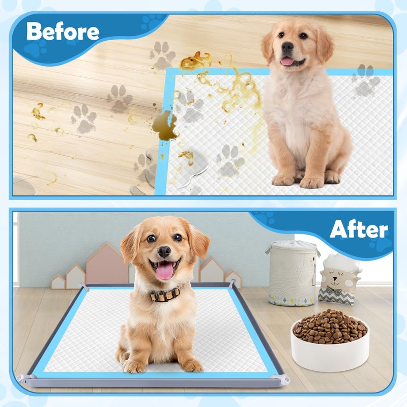 phepetroll Dog Pee Pad Holder, Dog Potty Tray Silicone Puppy Pad Holder Tray Fits for 24" x 24" Training Pads, Puppy Potty Tray With 4 Clamps No Spill Raised Lip High Edge for Indoor Floor Protection (Dark Grey) - Image 5