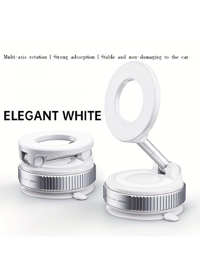 Magnetic Car phone holder, Ultra Vacuum Magnetic Suction Cup Phone Mount 360 ° Rotating Foldable Dashboard Car Cell Phone Holders, Universal for All Smartphones (White) - Image 3