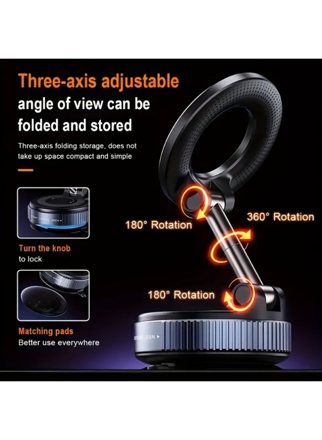 Magnetic Car phone holder, Ultra Vacuum Magnetic Suction Cup Phone Mount 360 ° Rotating Foldable Dashboard Car Cell Phone Holders, Universal for All Smartphones (White) - Image 5