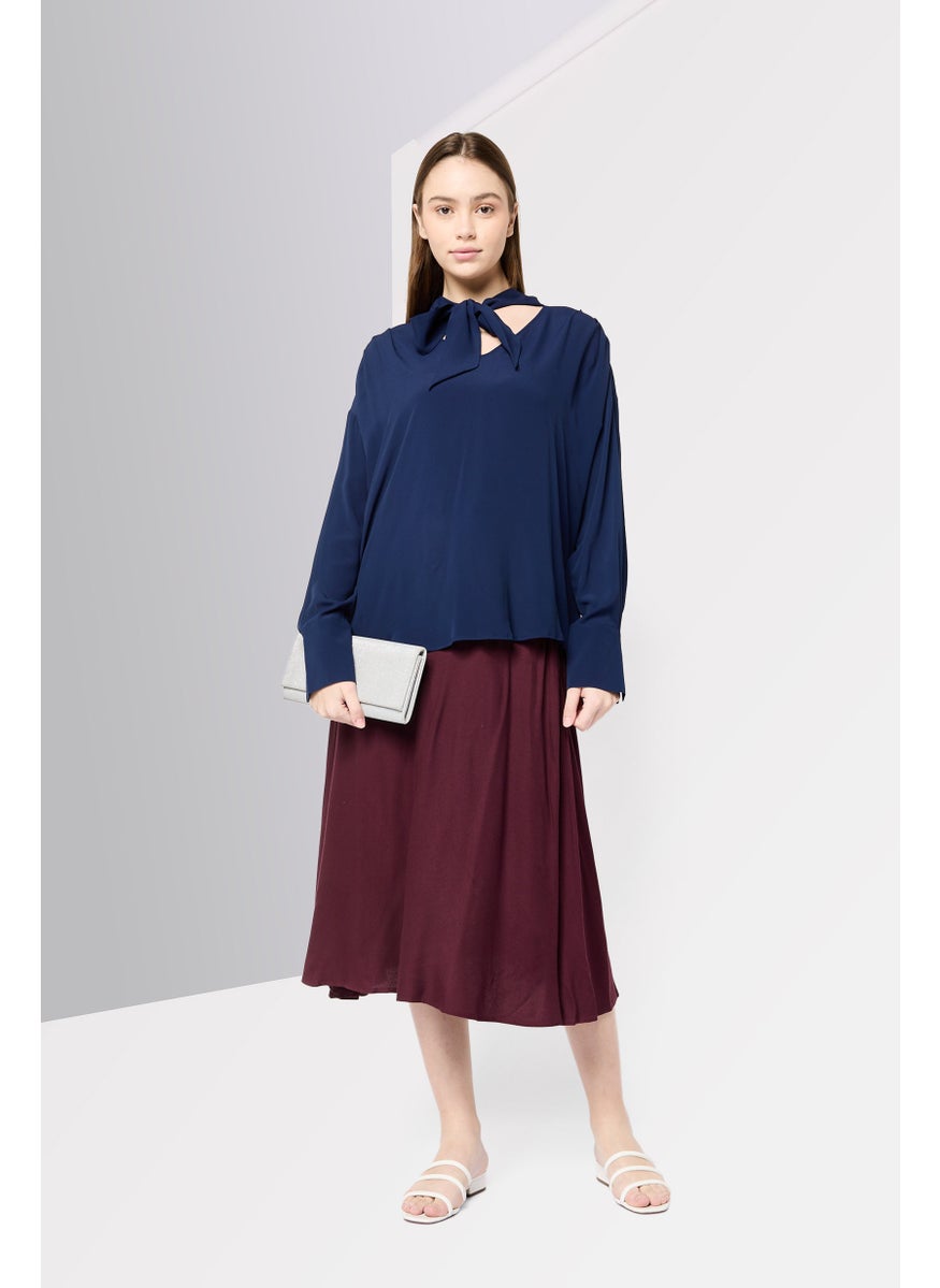 Harmont & Blaine Women V-Neck Plain Top, Navy  - Image 2