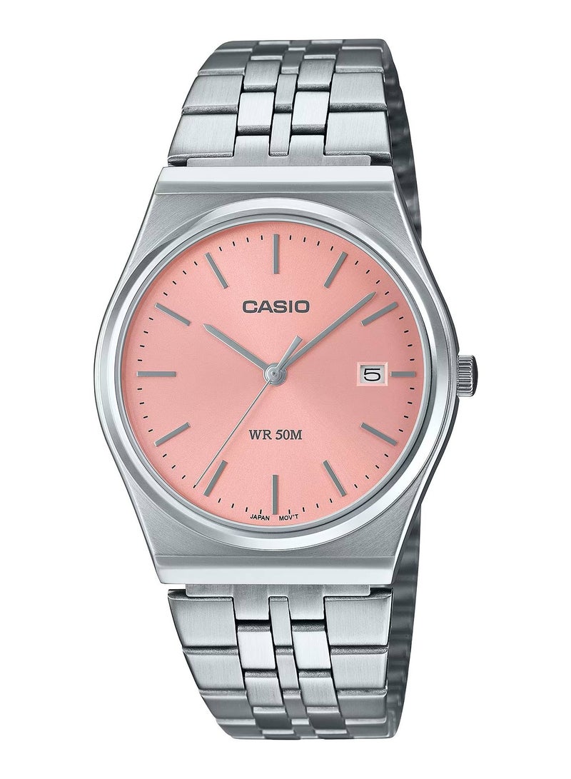 CASIO ساعة يد كوارتز بمينا وردي وسوار من الستانلس ستيل MTP-B145D-4AV للرجال - Image 1