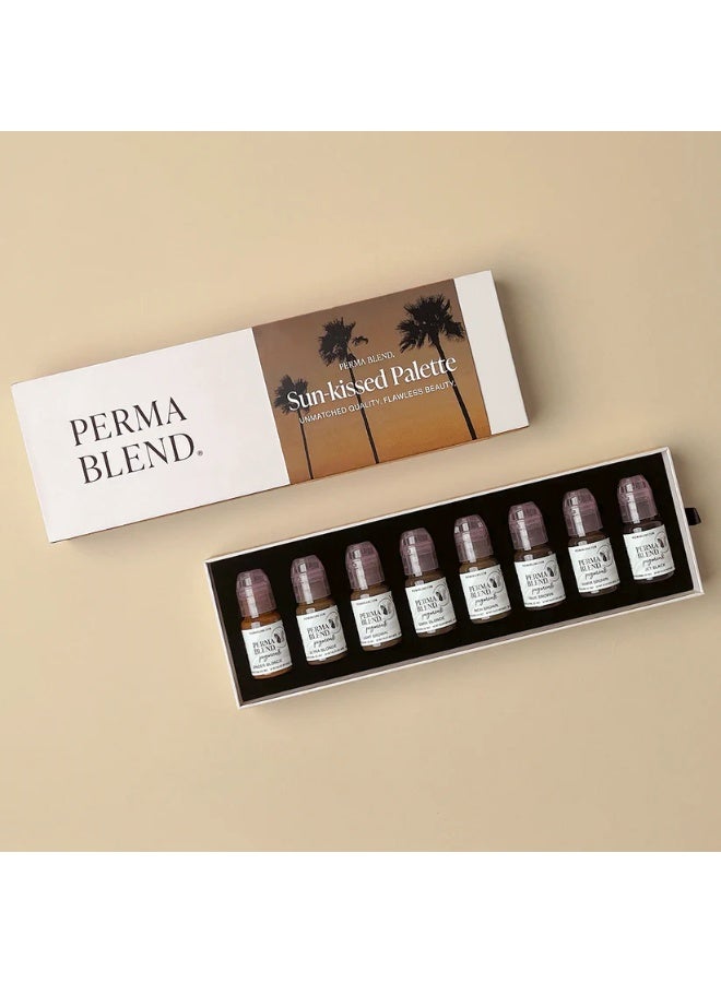 Perma Blend Eyebrow Pigment Set – Perma Blend Sun Kissed Palette 8x15ml | Professional Permanent Makeup Brow Tattoo Ink Collection with Color Chart | Vegan, High Retention, Microblading & Ombre Brows - Image 1
