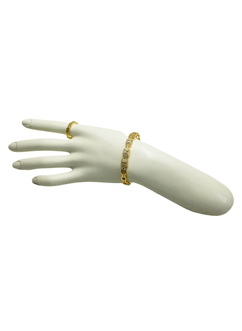 سوار وخاتم مطلي بالذهب والزركونيا - Image 2