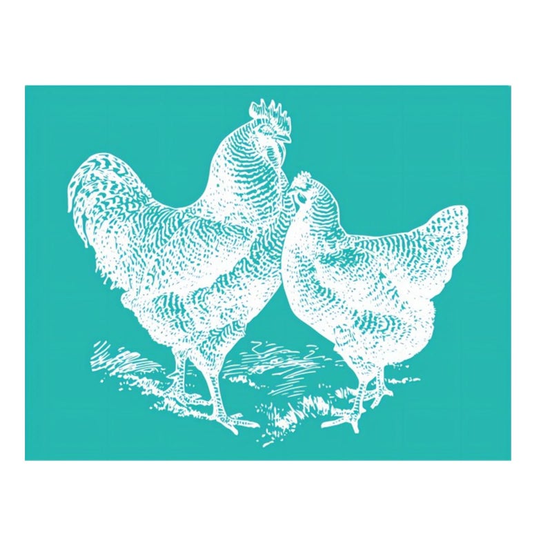 Farm Animal Hen Chicken Self Adhesive Silk Screen Stencil 85x11 inch Reusable Rooster Stencil Screen Print Transfers Farmhouse Stencil for Painting on Wood Canvas Doors Tile Cabinet