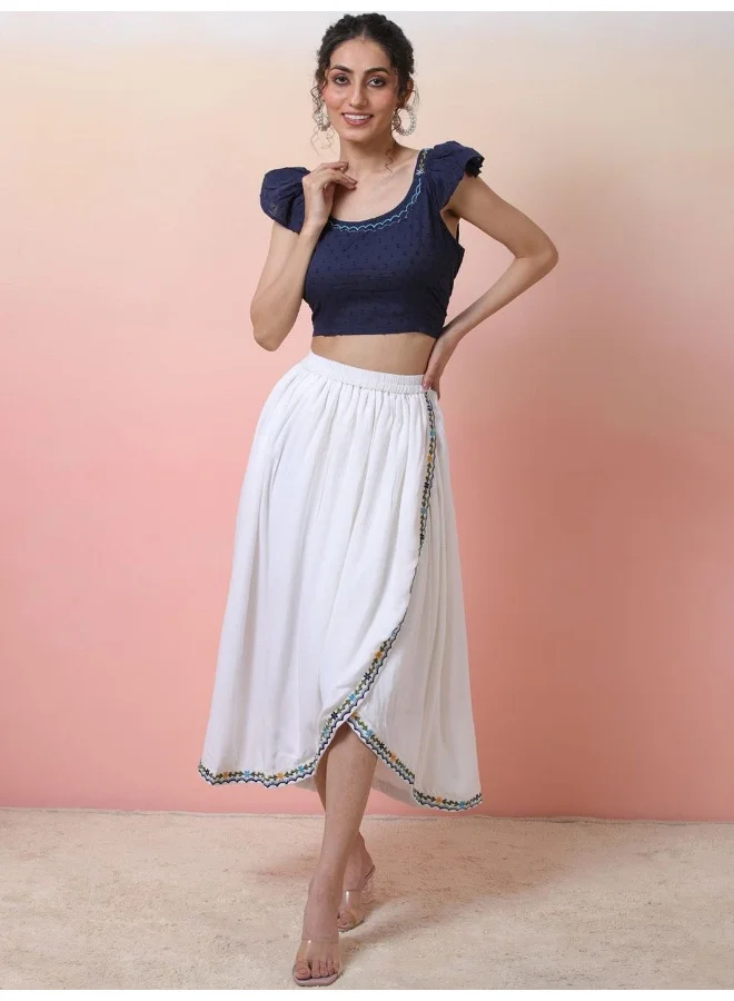 AKS  Indigo & White Embroidered Co -Ord Set for Women | Best Price UAE