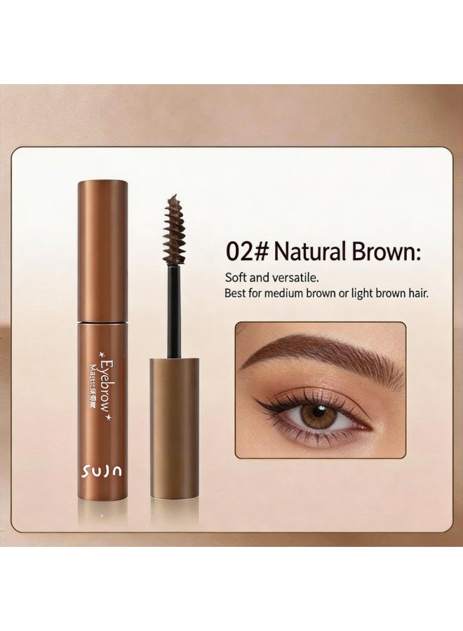 sujn Waterproof Tinted Eyebrow Mascara, Fiber-Infused Volumizing Brow Gel, 16H Long-Lasting & Smudge-Proof Formula, 20g - 02 Natural Brown - Image 4