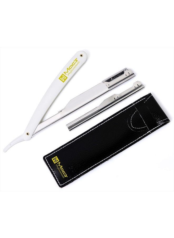 MacRazors Products Professional Barber Straight Edge Barber Razors Macs Brand-50-01 (White Handle Razors)  - Image 1