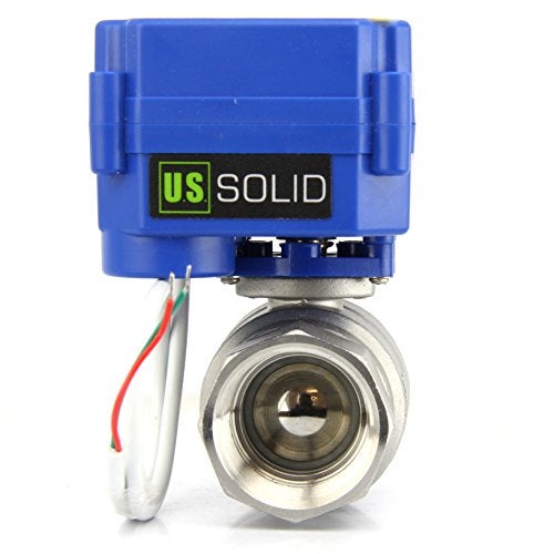 U.S. Solid US Solid 1 NSF Certified 304SS Motorized Ball Valve Full Port 924V DC Actuator 2Wire Reverse Polarity Operation Normally Closed Ideal for Water Control Irrigation Home Automation HVAC - Image 1