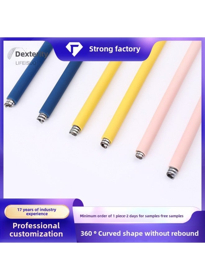 In-line LED Socket Lamp Household Energy Saving Table Lamp Bedside Lamp Wall Lamp Shaped Metal Hose-Color:Blue-Dimensions:4.5*465mm - Image 1