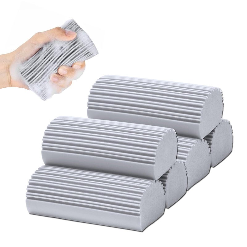 6 Pack Damp Clean Duster SpongeDusting Sponge Duster for HousekeepingReusable Household Cleaning Sponge for Blinds Fan BladesMirrorsGlass BaseboardsWindow Track Grooves and Car Grey