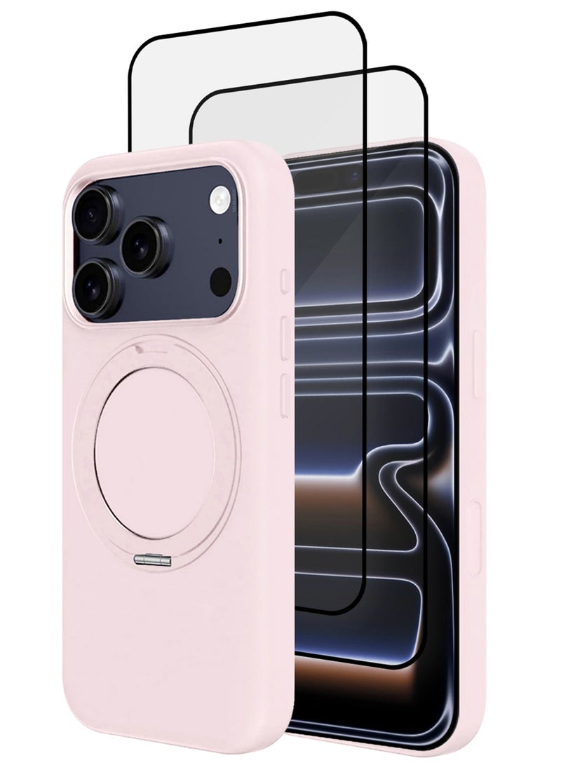 CATANES 3 Packs Magsafe Case for iPhone 17 Pro Max - One Case Two 3D Screen Protectors - with 360° Spin Magnetic Stand Holder Soft Liquid Silicone Cozy Grip Full Camera Protection Non-Slip Phone Cover - Image 1