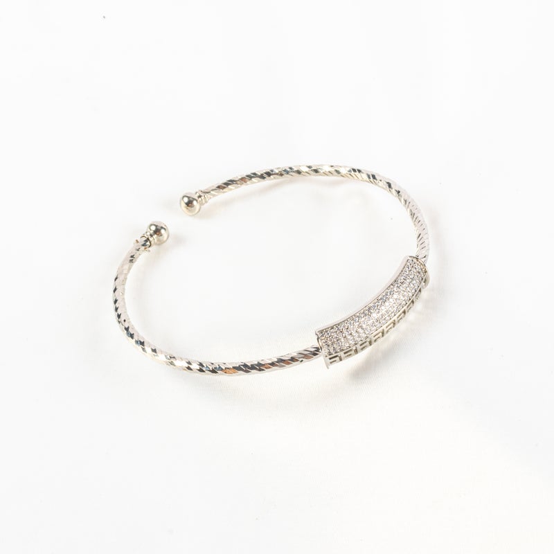 مجموعة من 3 أساور ذهب صيني مرصعة بفصوص الزيركون ذهبي وفضي وروز جولد - Image 2