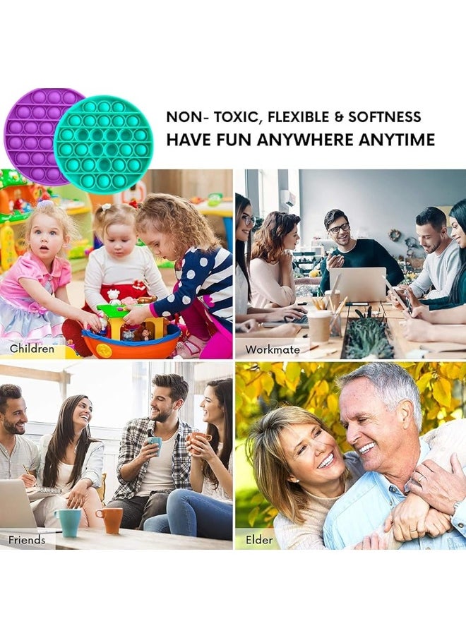 Mirenlife 5 Packs Pop Sensory Fidget Toys, Push Bubble Fidget Sensory Toys, Silicone Pressure Relieving Toys, Silicone Squeeze Sensory Toys, Round  - Image 3