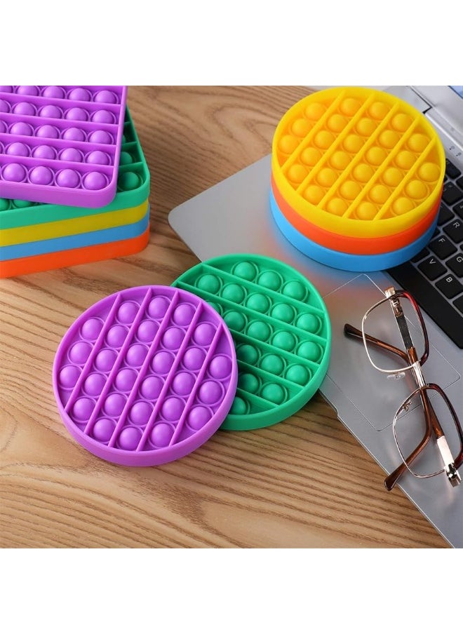 Mirenlife 5 Packs Pop Sensory Fidget Toys, Push Bubble Fidget Sensory Toys, Silicone Pressure Relieving Toys, Silicone Squeeze Sensory Toys, Round  - Image 5