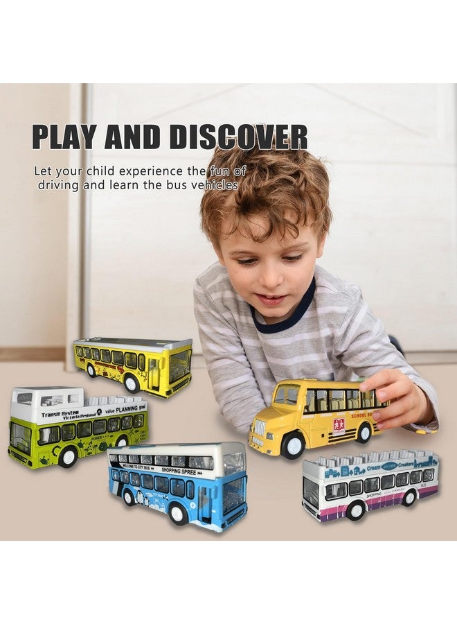 KIDAMI School Bus Toys Cars Set Die Cast Metal Toy Cars Double Decker City Bus Vehicles, Openable Doors, Pull Back Cars Play Toys For Birthday Gift Vehicle - Image 2
