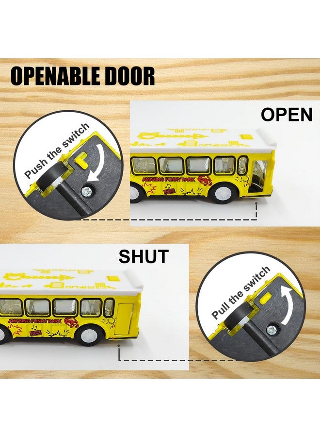 KIDAMI School Bus Toys Cars Set Die Cast Metal Toy Cars Double Decker City Bus Vehicles, Openable Doors, Pull Back Cars Play Toys For Birthday Gift Vehicle - Image 4