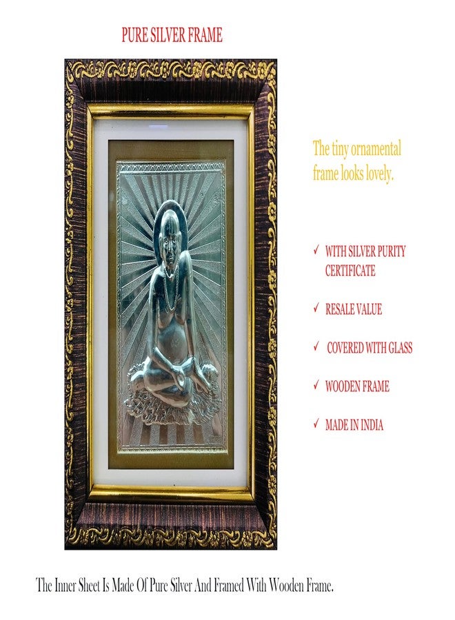 ARTSMINE – 999 Pure Silver Swami Samarth Frame – Table Top & Wall Mount for Pooja Room, Home & Office | Purity Certificate Included | Wedding & Corporate Gift – 13.5 × 12 CM - Image 5