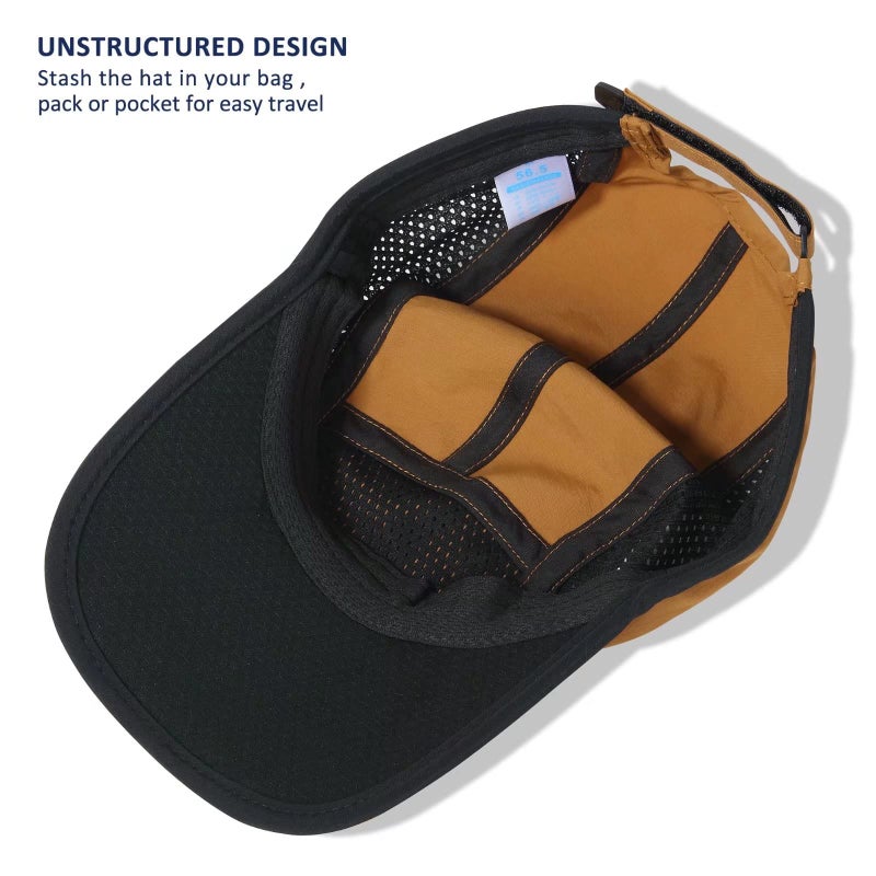 GADIEMKENSD GADIEMKENSD Men Outdoor Hat Reflective Folding Running Sport Hats Summer Cool UPF 50 Sun Unstructured Baseball Caps for Men Women Breathable Light Quick Dry Travel Golf Hat Camel  - Image 4