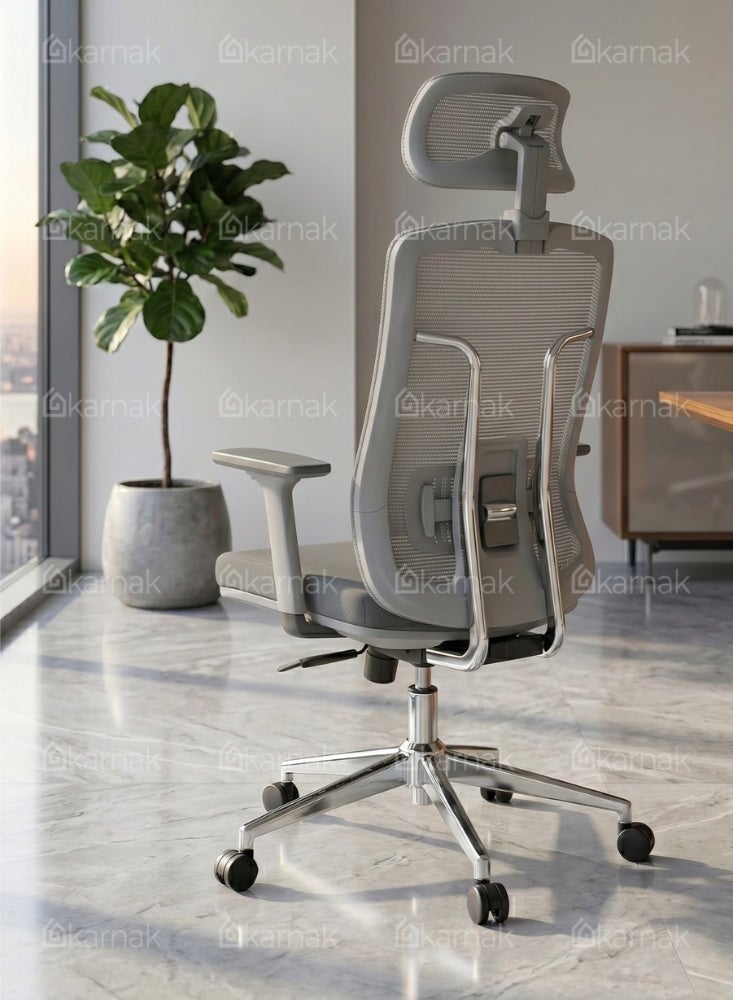 Karnak Firman High Back Office Chair, Height and Headrest Adjustable Desk Chair with Lumbar Support and Wheels for Work, Study and Gaming - Image 3