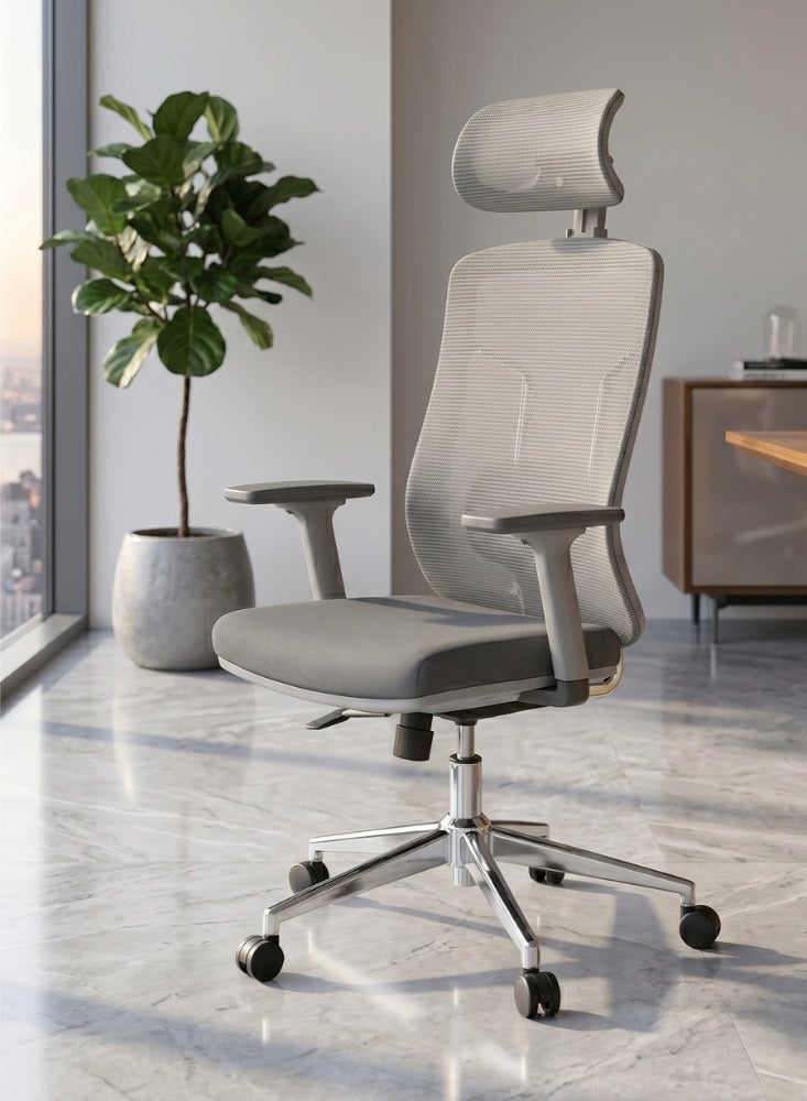 Karnak Firman High Back Office Chair, Height and Headrest Adjustable Desk Chair with Lumbar Support and Wheels for Work, Study and Gaming - Image 1