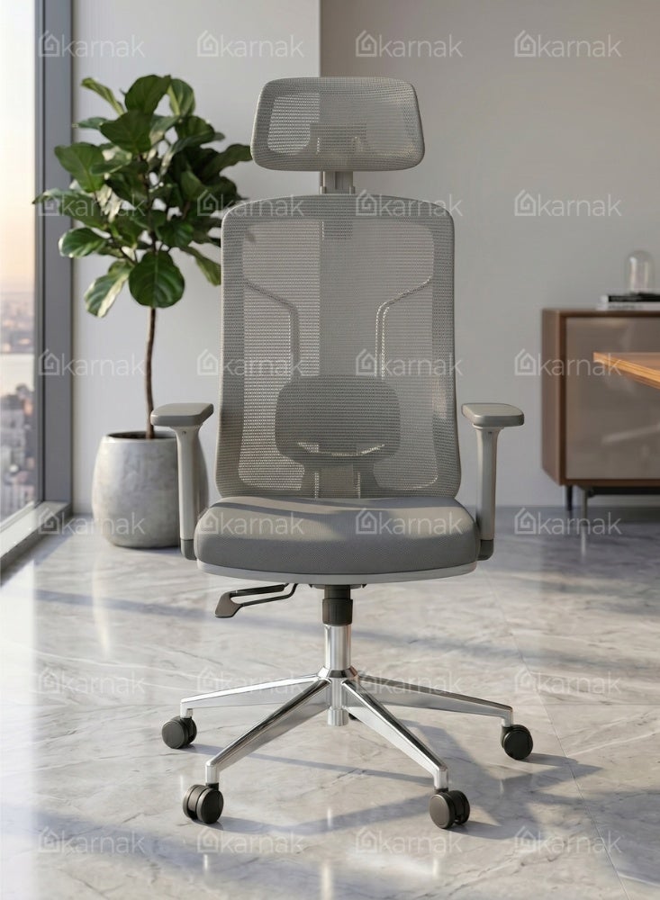 Karnak Firman High Back Office Chair, Height and Headrest Adjustable Desk Chair with Lumbar Support and Wheels for Work, Study and Gaming - Image 2