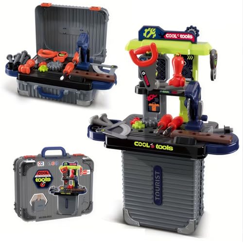 FunBlast Kids 3 in 1 Tool Kit Suitcase with Workbench – Pretend Play Tool Set for Boys, Portable Engineer Toy with Tools, DIY Construction Playset Gift for Kids 3-8 Years (Small-30 Pcs) - Image 1