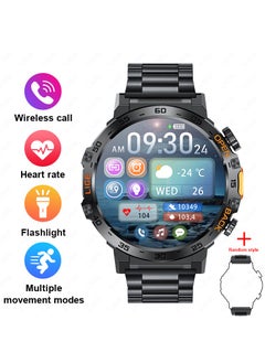 LIGE men's 1.53'' TFT Full Touch Screen Smartwatches Sports Waterproof with LED Flashlight Steel Black  - Image 1