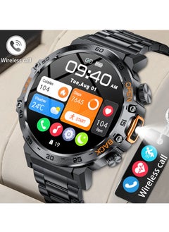 LIGE men's 1.53'' TFT Full Touch Screen Smartwatches Sports Waterproof with LED Flashlight Steel Black  - Image 3