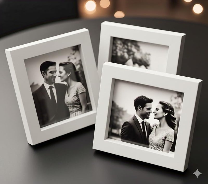 Stuthi Arts Photo Frame, 3x3 Inch, Square Picture Frame with Stand, Table Top Display, Matte Finish, Wood Material (White, 3x3 inch) - Image 1