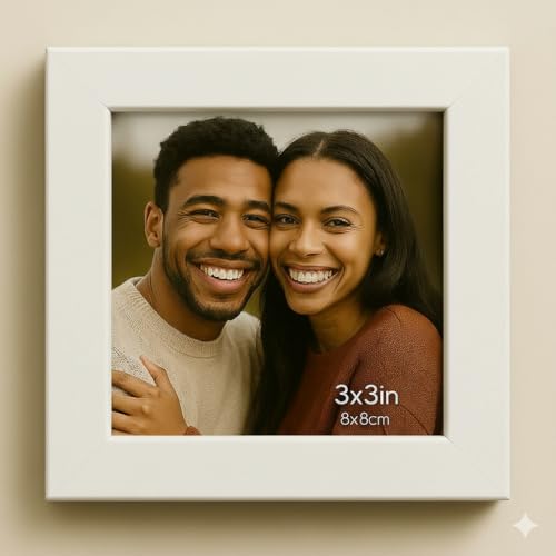 Stuthi Arts Photo Frame, 3x3 Inch, Square Picture Frame with Stand, Table Top Display, Matte Finish, Wood Material (White, 3x3 inch) - Image 2