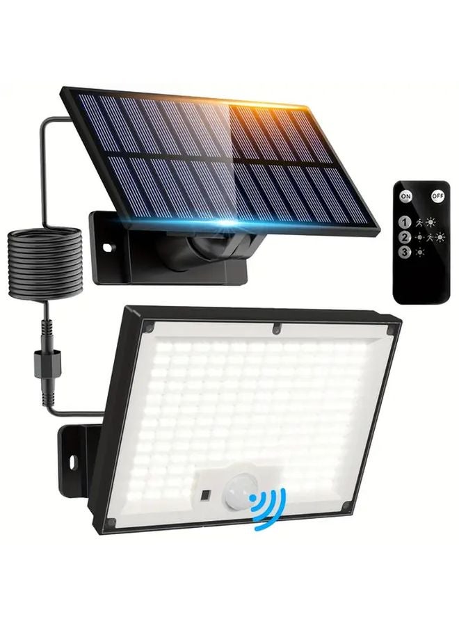 مصباح حائط خارجي أبيض شمسي مع مستشعر حركة ووحدة تحكم عن بعد، 3 أوضاع، مقاوم للماء IP65، كابل بطول 19685 بوصة - Image 2