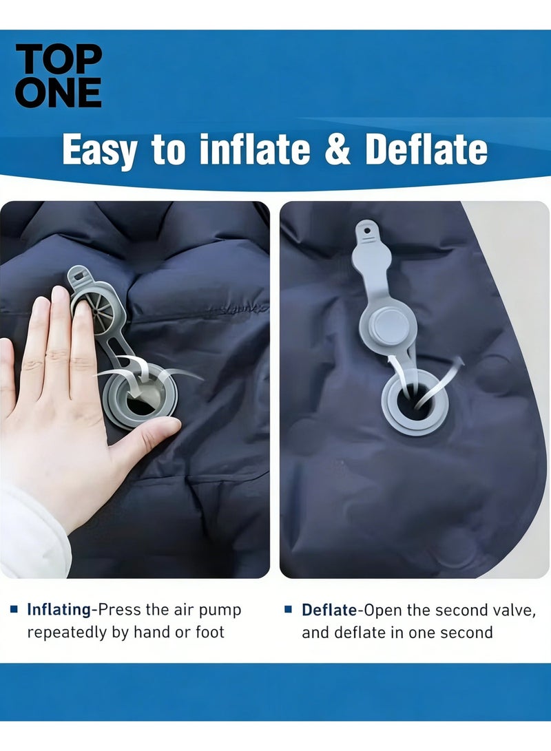 TOP ONE Double camping sleeping mat | Ultralight camping mat | With pillow | Built-in foot pump | Inflatable sleeping mat |camping bed、camping mattress、camping mat、sleeping pad| Lightweight and portable | Suitable for camping | Backpacking | Hiking | Tent camping. - Image 3