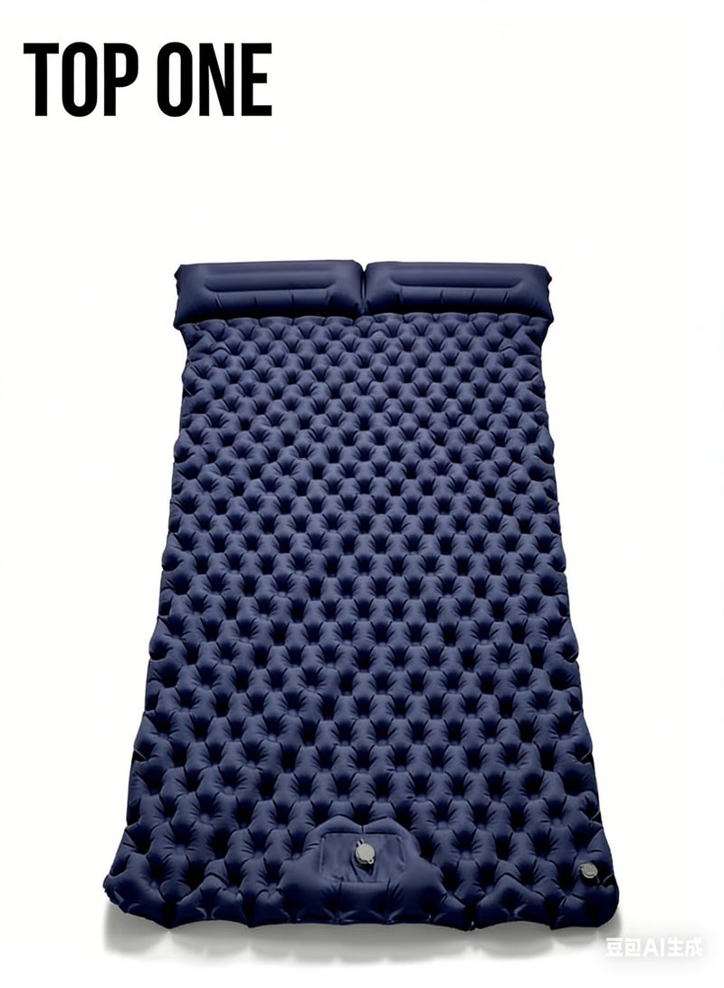 TOP ONE Double camping sleeping mat | Ultralight camping mat | With pillow | Built-in foot pump | Inflatable sleeping mat |camping bed、camping mattress、camping mat、sleeping pad| Lightweight and portable | Suitable for camping | Backpacking | Hiking | Tent camping. - Image 2