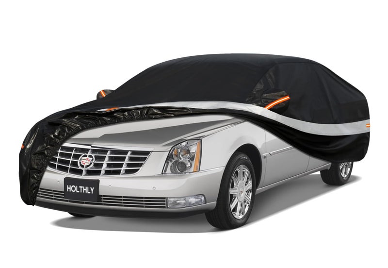 Holthly 10 Layers Car Cover Custom Fit for Cadillac DTS 20062012 Waterproof All Weather for Automobiles Outdoor Full Cover Sun Dust Rain Protection with Cotton Black